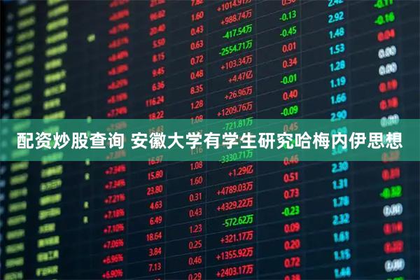 配资炒股查询 安徽大学有学生研究哈梅内伊思想